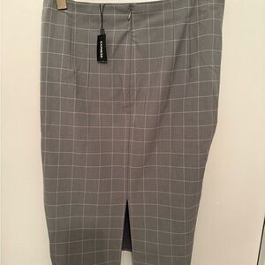 Express gray plaid skirt, go from board room to dinner